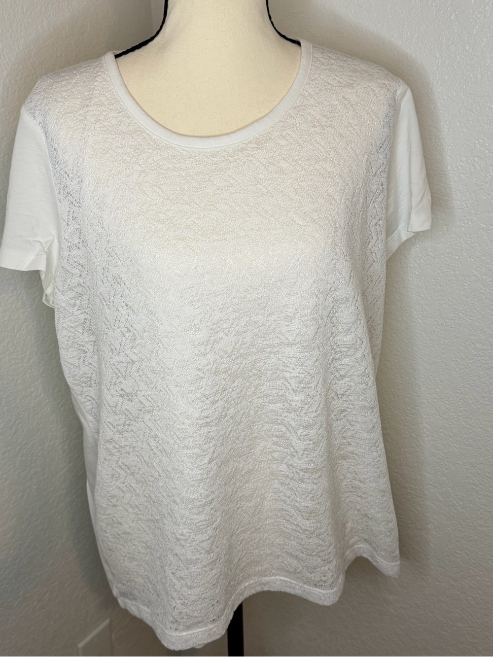 Jones New York Textured Short-Sleeve Tee in White